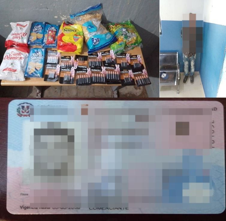 Agentes de la Policía Nacional durante intervención tras intento de robo en un negocio del sector Centro de San Cristóbal.